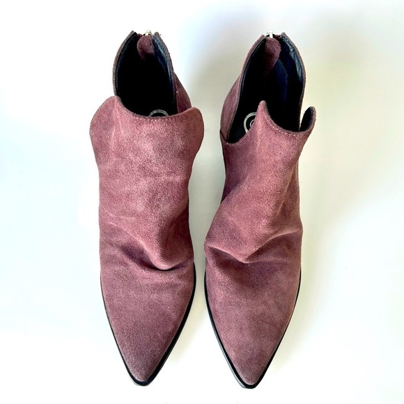 Golo Suede Tucson Ankle Boots Purple Eggplant Block Heel Western Back Zip Size 8 - Picture 6 of 13